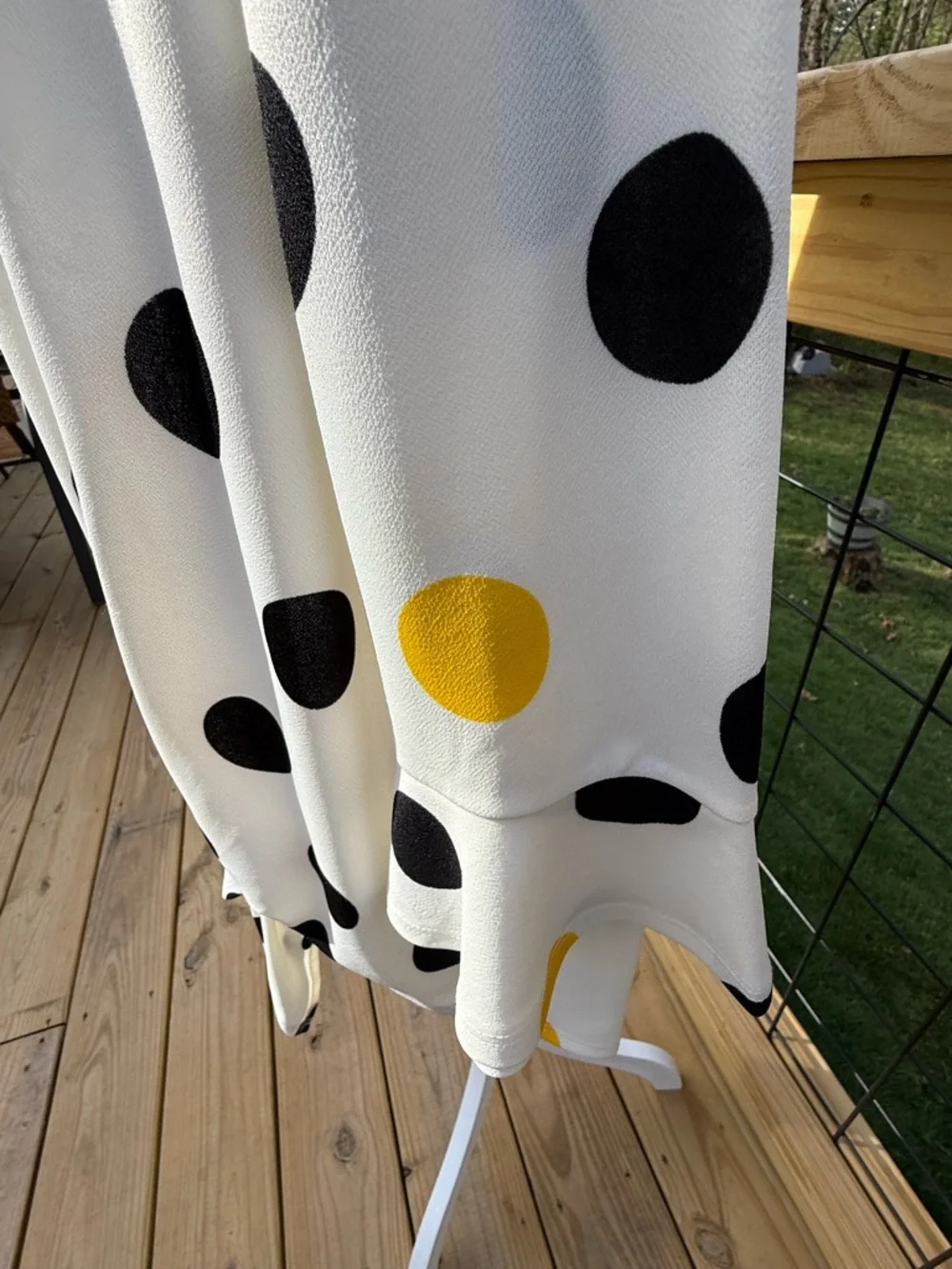 Ivory Polka Dot Tie-Front Blouse with Black & Yellow Dots - Picture 5 of 5